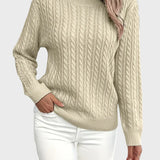 Danica™ - Дамски плетен пуловер с връзки