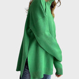 Lyuba™ - Оувърсайз плетен пуловер с поло яка