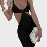 Iliyana™ - Плетена рокля миди с разкрой