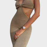 Iliyana™ - Плетена рокля миди с разкрой