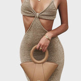 Iliyana™ - Плетена рокля миди с разкрой