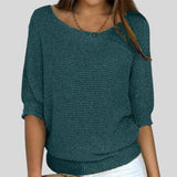 Biliana™ - Ежедневен пуловер с кръгло деколте и ръкави три четвърти