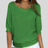 Biliana™ - Ежедневен пуловер с кръгло деколте и ръкави три четвърти