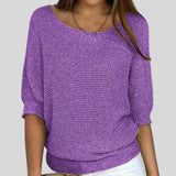 Biliana™ - Ежедневен пуловер с кръгло деколте и ръкави три четвърти