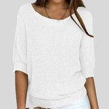 Biliana™ - Ежедневен пуловер с кръгло деколте и ръкави три четвърти