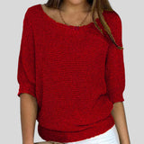 Biliana™ - Ежедневен пуловер с кръгло деколте и ръкави три четвърти