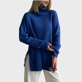 Lyuba™ - Оувърсайз плетен пуловер с поло яка