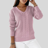 Slavka™ - Плетен пуловер с дълъг ръкав