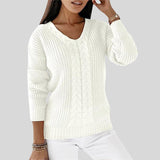 Slavka™ - Плетен пуловер с дълъг ръкав