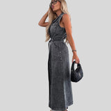 Adina™ - Maxi Denim Šaty 