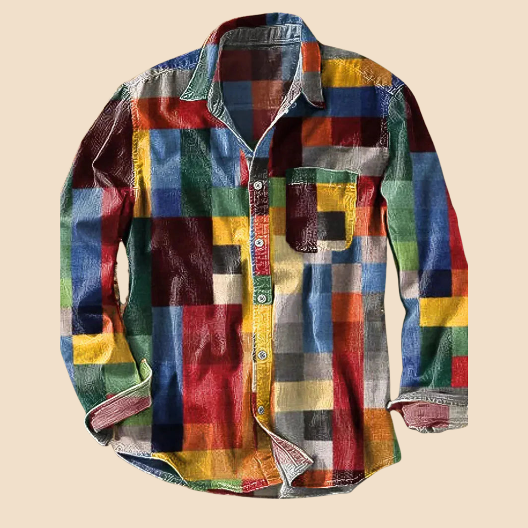 Leon™ | Vintage košile s dlouhým rukávem s motivem duhy