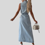Adina™ - Maxi Denim Šaty 