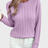 Danica™ - Дамски плетен пуловер с връзки