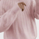 Irena™ - Пуловер с кръгло деколте и пухкава яка