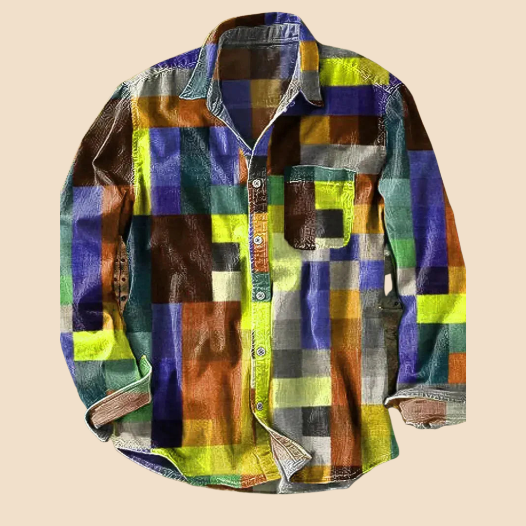 Leon™ | Vintage košile s dlouhým rukávem s motivem duhy