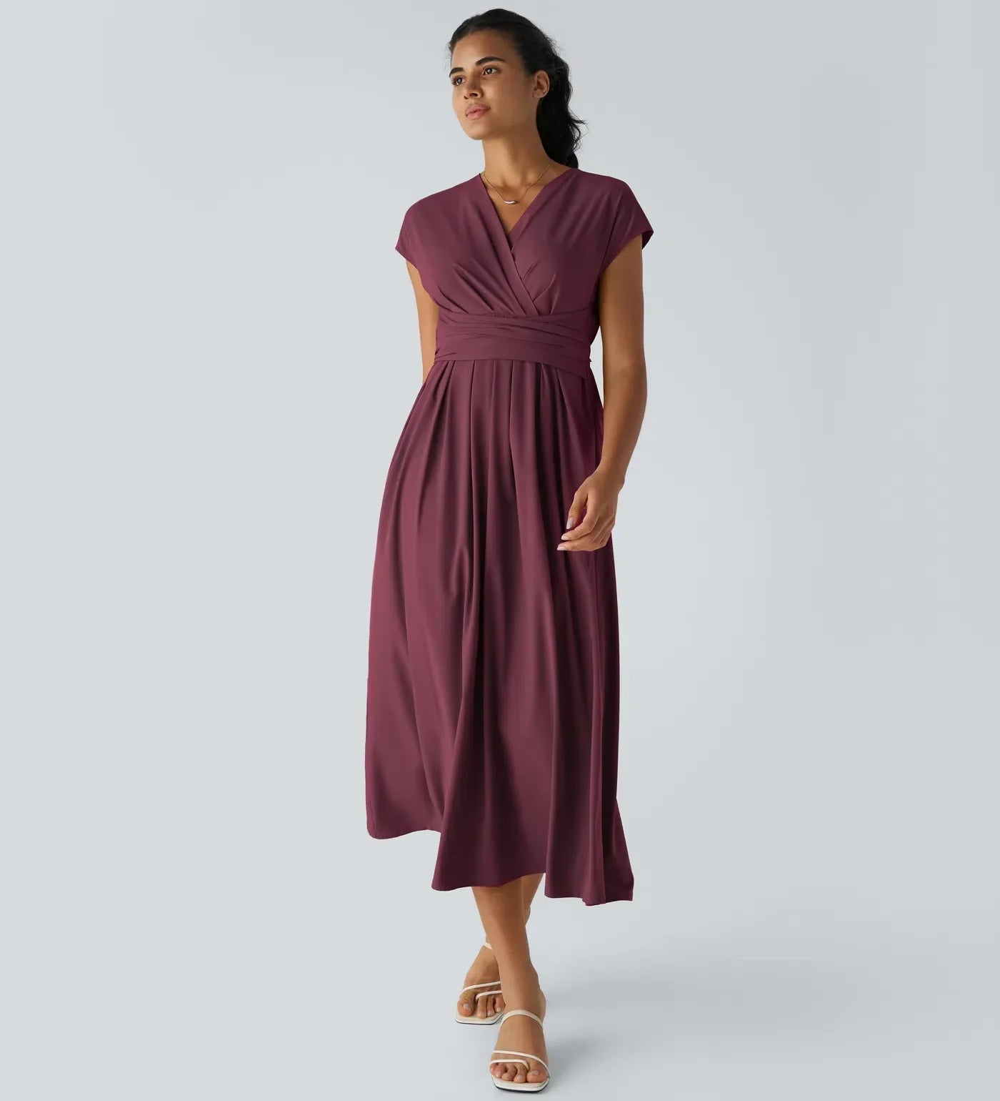 LYNN - Elegantní zavinovací šaty s vysokým pasem