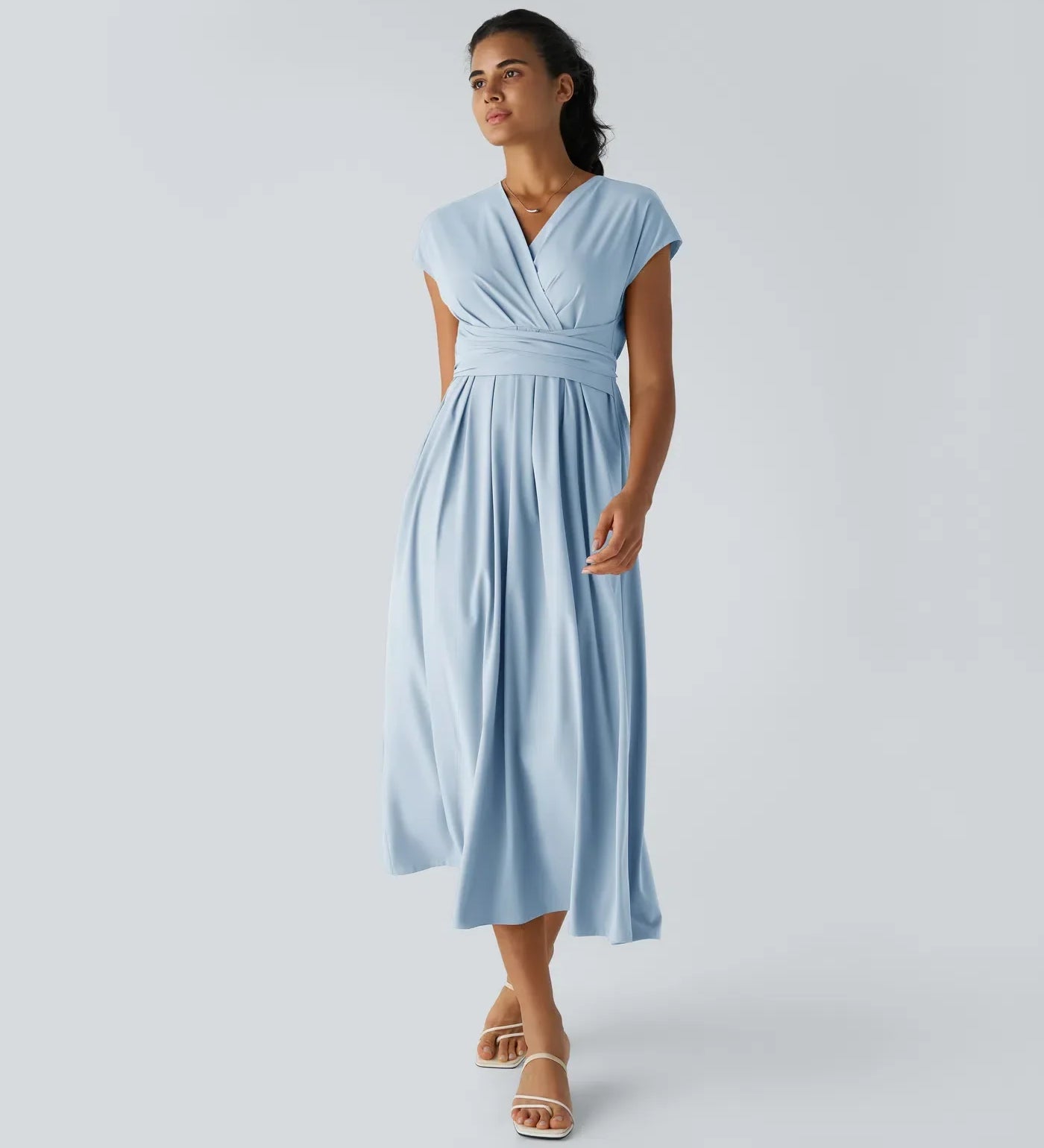 LYNN - Elegantní zavinovací šaty s vysokým pasem