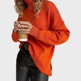 Lyuba™ - Оувърсайз плетен пуловер с поло яка