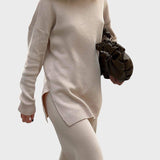 Lyuba™ - Оувърсайз плетен пуловер с поло яка