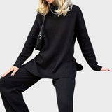 Lyuba™ - Оувърсайз плетен пуловер с поло яка