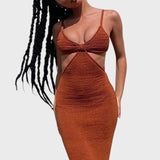 Iliyana™ - Плетена рокля миди с разкрой