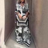 Top s výstřihem do V + Dlouhé kalhoty – Elegantní a lehký styl na léto 
